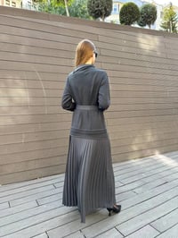 Misswhence 36813 Gri Pilise Detaylı Triko Elbise