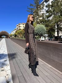 Misswhence 36814 Kahverengi Desenli Elbise