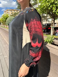Misswhence 36818 Siyah Üst Kısmı Desenli İpek Elbise