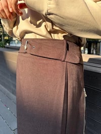 Misswhence 36904 Kahverengi Fermuar Detaylı Etek
