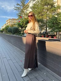 Misswhence 36904 Kahverengi Fermuar Detaylı Etek