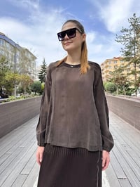 Misswhence 37004 Kahverengi İpek Tunik