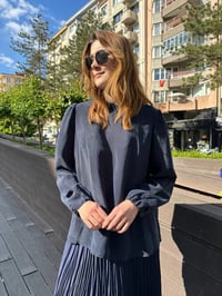 Misswhence 37019 Lacivert İpek Kısa Tunik