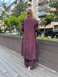 Misswhence 37023 Bordo Yırtmaç Detaylı Tunik Takım