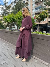 Misswhence 37023 Bordo Yırtmaç Detaylı Tunik Takım