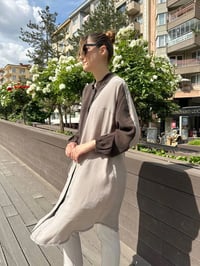 Misswhence 37315 Kahve Taş Cupro İpek Gömlek