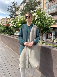 Misswhence 37315 Zümrüt Taş Cupro İpek Gömlek