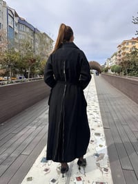 Misswhence 37509 Siyah Arkası Fermuar Detaylı Keten Kap