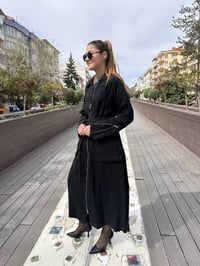 Misswhence 37509 Siyah Arkası Fermuar Detaylı Keten Kap