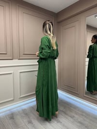 Misswhence 37800 Yeşil Fermuarlı İşlemeli Elbise