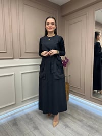 Misswhence 37814 Siyah Basic Cep Detaylı Elbise