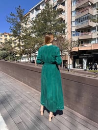 Misswhence 37838 Yeşil Etek Ucu Detaylı Elbise