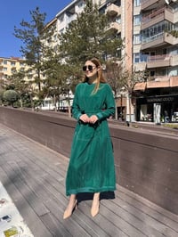 Misswhence 37838 Yeşil Etek Ucu Detaylı Elbise