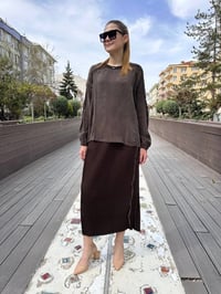 Misswhence 37921 Kahverengi Fermuarlı Etek