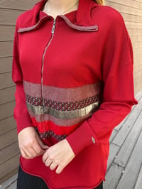 Misswhence 38001 Kırmızı Triko Patchwork Tunik