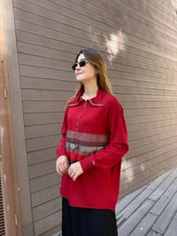 Misswhence 38001 Kırmızı Triko Patchwork Tunik