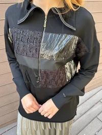 Misswhence 38001 Siyah Triko Patchwork Tunik