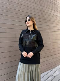 Misswhence 38001 Siyah Triko Patchwork Tunik