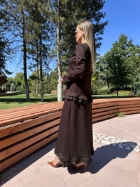Misswhence 38004 Kahverengi Güpür Detaylı Etekli Takım