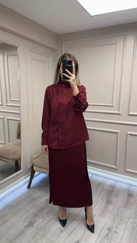 Misswhence 38015 Bordo Saten Etekli Takım