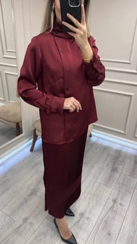 Misswhence 38015 Bordo Saten Etekli Takım