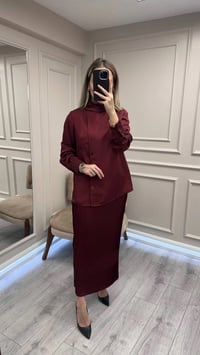 Misswhence 38015 Bordo Saten Etekli Takım