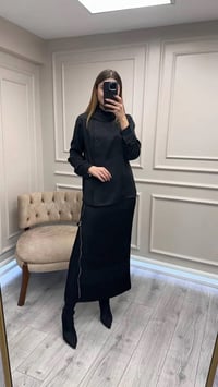 Misswhence 38015 Siyah Saten Etekli Takım