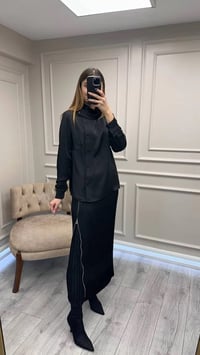 Misswhence 38015 Siyah Saten Etekli Takım