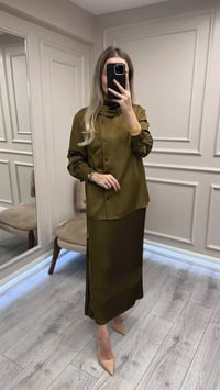 Misswhence 38015 Yeşil Saten Etekli Takım