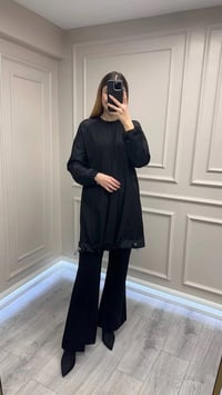 Misswhence 38040 Siyah Kolları Detaylı Tunik