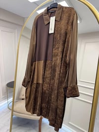 Misswhence 38303 Kahverengi Patchwork Cupro Tunik