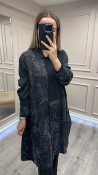 Misswhence 38303 Siyah Patchwork Cupro Tunik