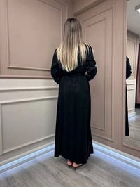 Misswhence 38801 Siyah Jakarlı Cupro Elbise