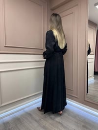 Misswhence 38801 Siyah Jakarlı Cupro Elbise