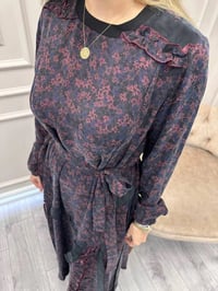 Misswhence 38829 Bordo Desenli Cupro Elbise