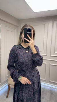 Misswhence 38829 Gri Desenli Cupro Elbise
