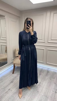 Misswhence 38835 Lacivert Fermuar Detaylı Cupro Elbise
