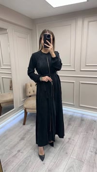 Misswhence 38835 Siyah Fermuar Detaylı Cupro Elbise