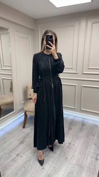 Misswhence 38835 Siyah Fermuar Detaylı Cupro Elbise