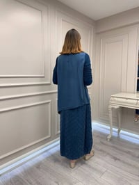 Misswhence 39002 İndigo Tunik Etek Takım