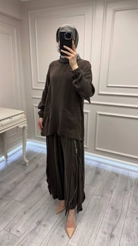 Misswhence 39004 Kahverengi Pantolonu Detaylı Takım
