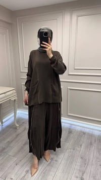 Misswhence 39004 Kahverengi Pantolonu Detaylı Takım
