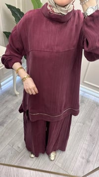 Misswhence 39009 Bordo Fermuar Detaylı Tunik Takım