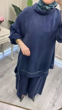 Misswhence 39009 Lacivert Fermuar Detaylı Tunik Takım