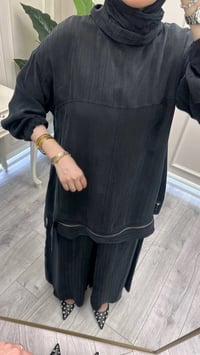 Misswhence 39009 Siyah Fermuar Detaylı Tunik Takım