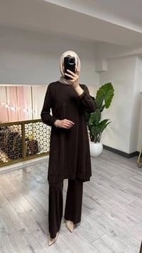 Misswhence 39030 Kahverengi Penye İkili Takım