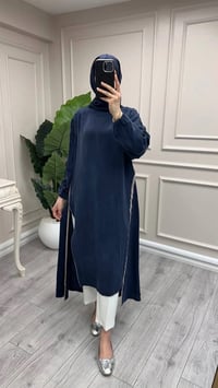 Misswhence 39031 Lacivert Fermuar Detaylı Tunik