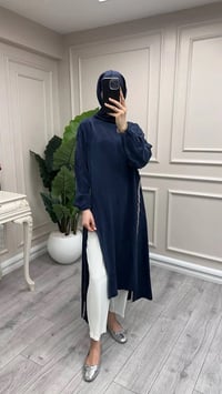 Misswhence 39031 Lacivert Fermuar Detaylı Tunik