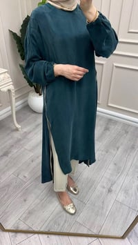 Misswhence 39031 Yeşil Fermuar Detaylı Tunik