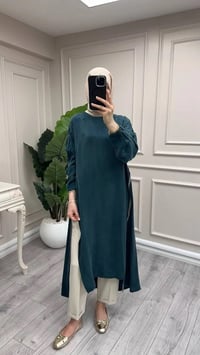 Misswhence 39031 Yeşil Fermuar Detaylı Tunik